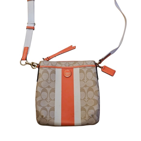 Coach Handbags - Coach Crossbody Bag Signature Canvas Stripe Small Purse Handbag